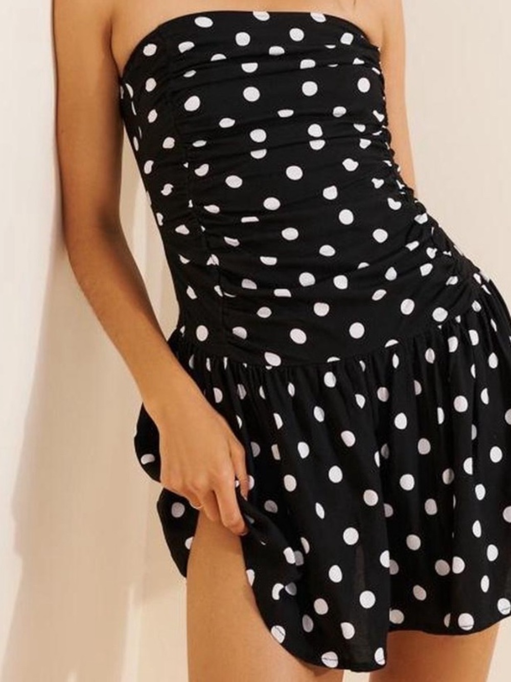 Rue21 Black and White Polka Dot Strapless Mini Dress